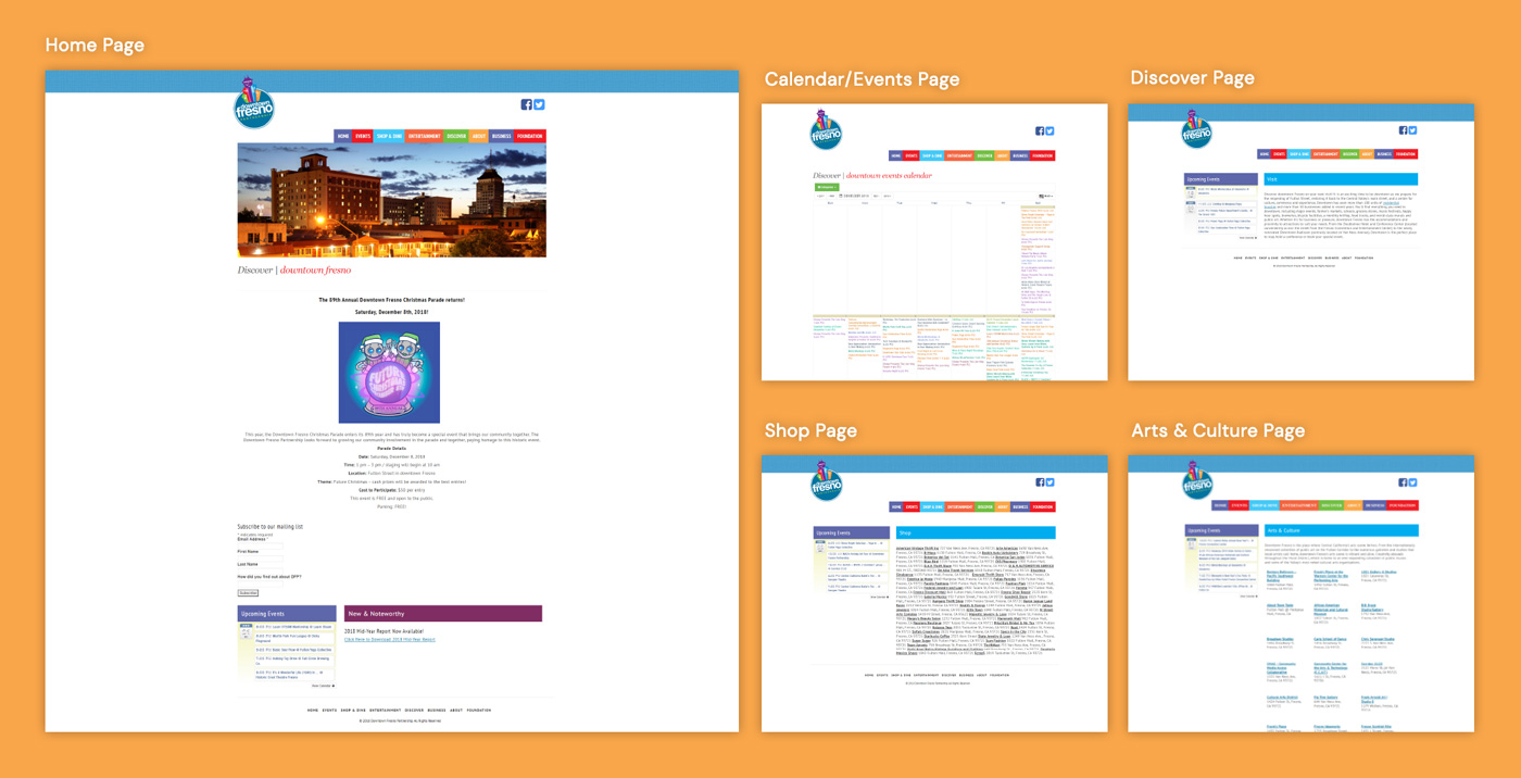 Pages of the old Downtown Fresno website
