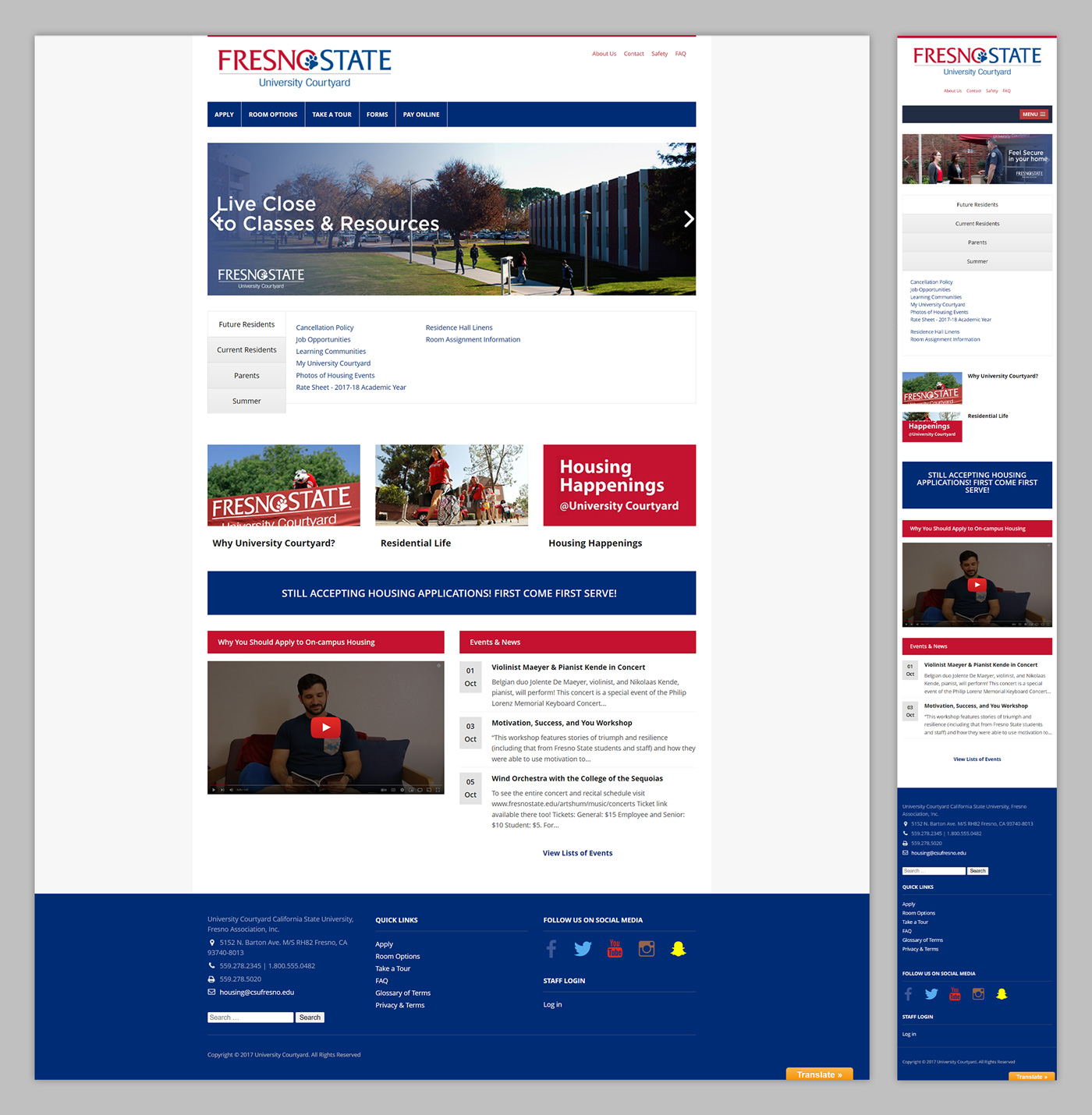 The new Fresno State Housing website on desktop and mobile