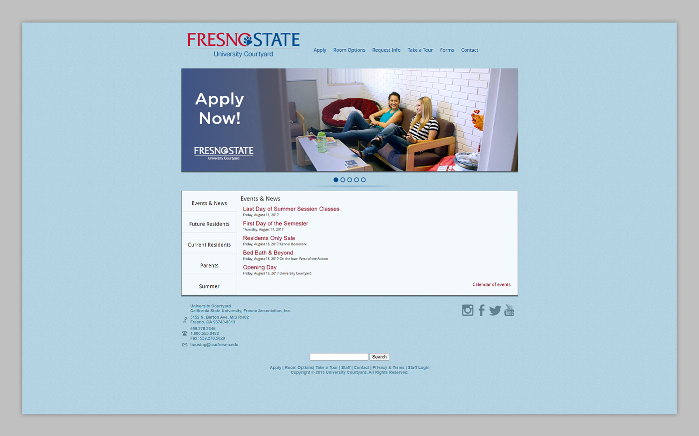 The old Fresno State Housing website