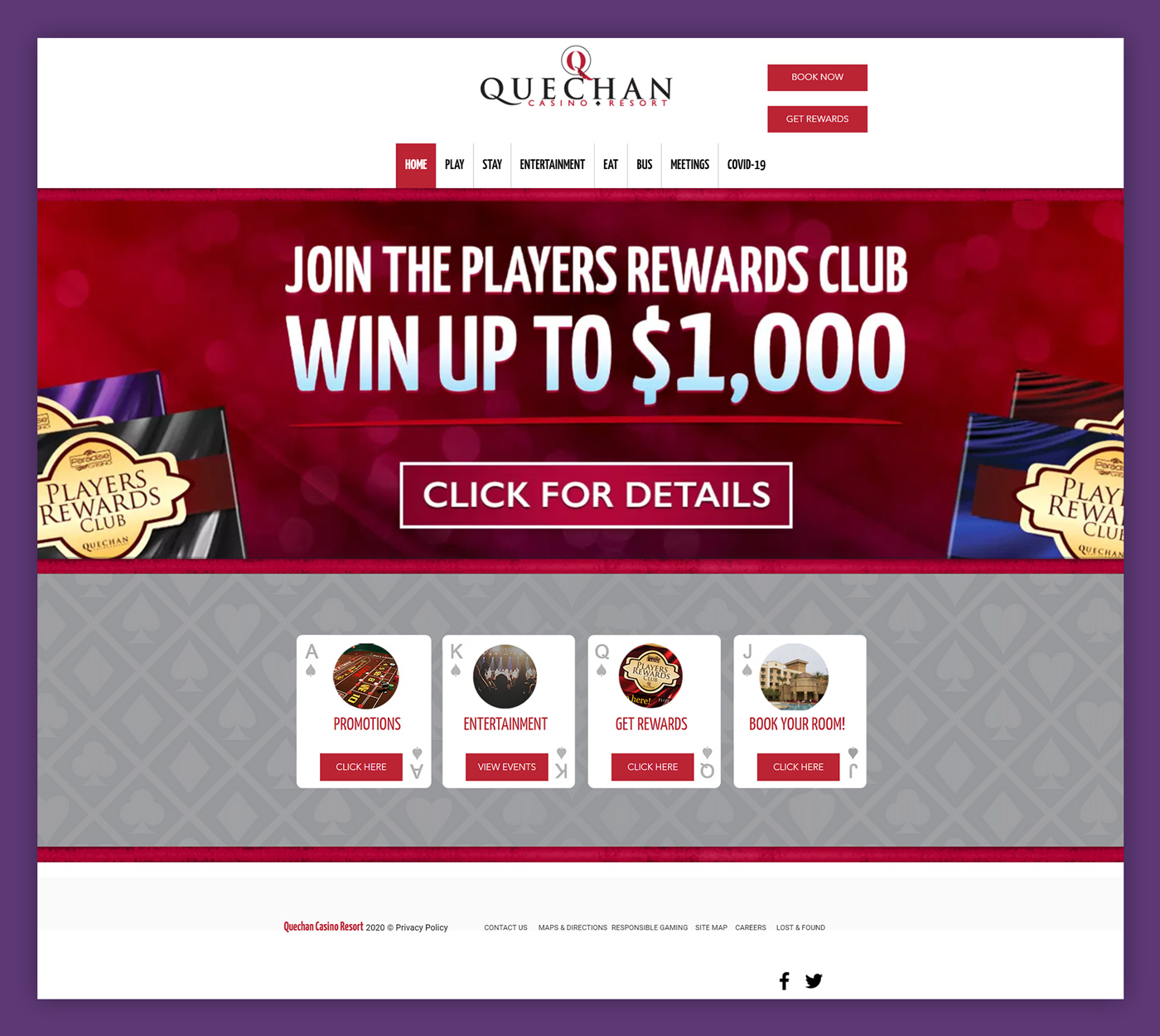 The old Quechan Casino Resort website