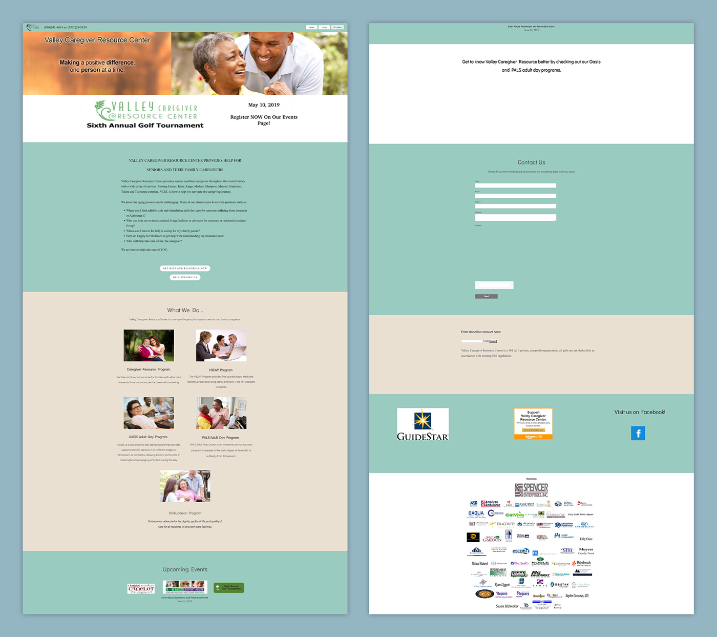 The old Valley Caregiver Resource Center website