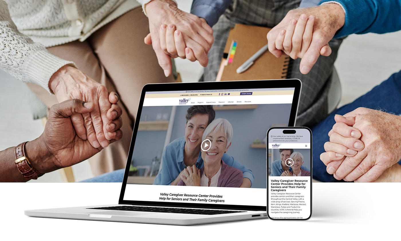 New website design mocked up on laptop and mobile phone